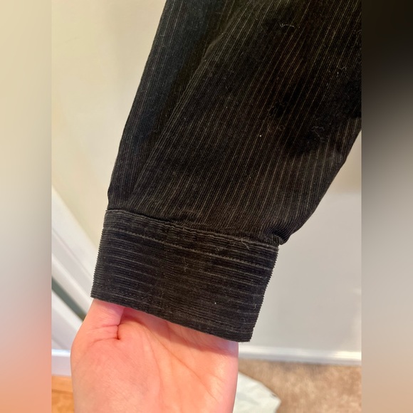 Black Micro-cord Button Down Shirt - Picture 4 of 7